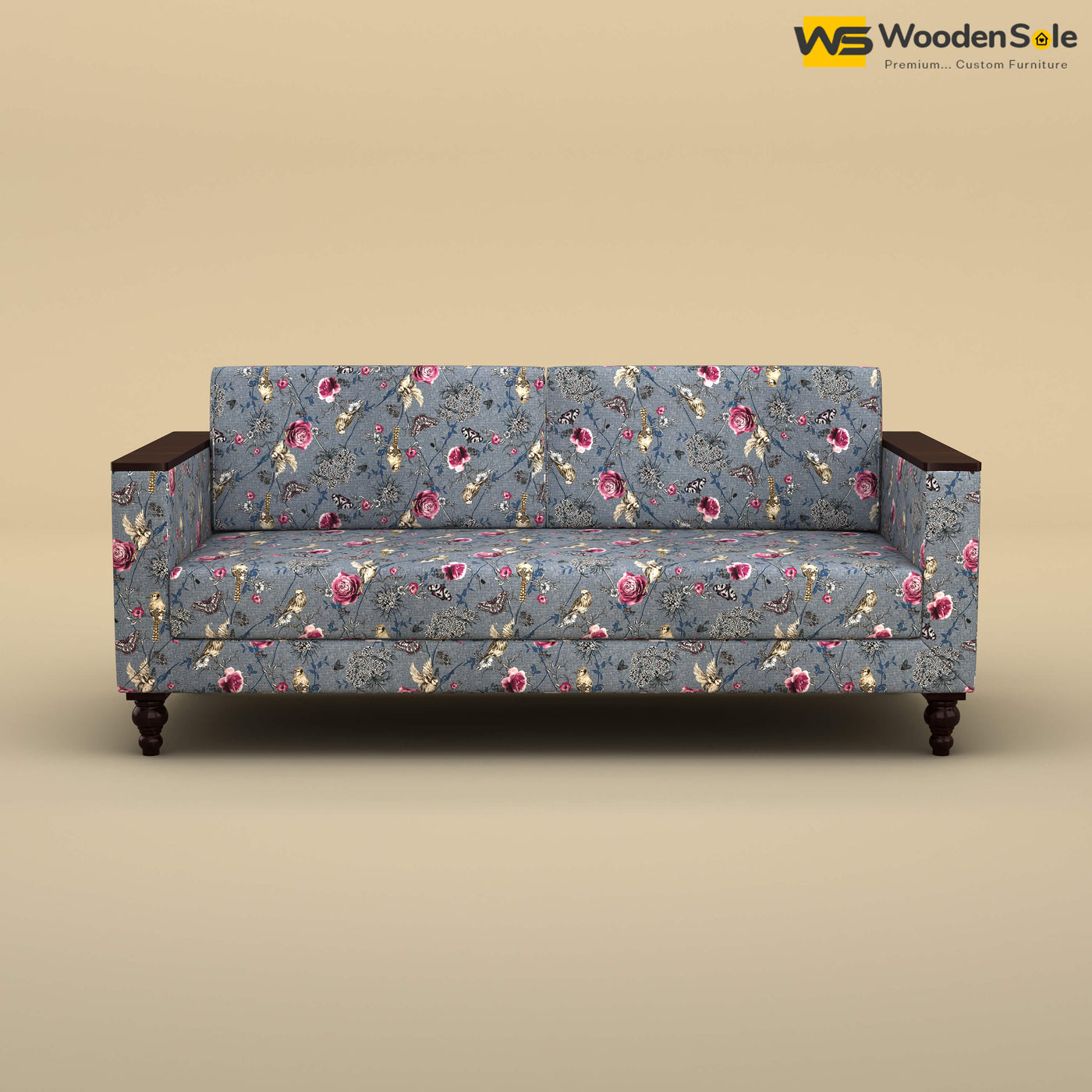 Tivoli 3 Seater Fabric Sofa (Cotton, Floral Printed)