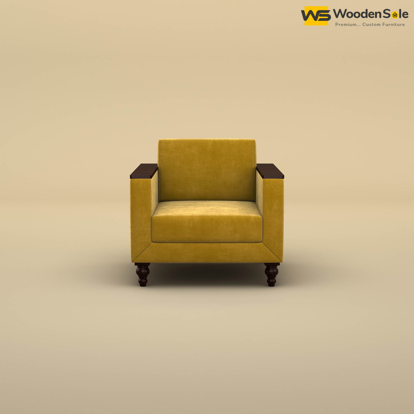 Tivoli 1 Seater Fabric Sofa (Velvet, Mustard Yellow)