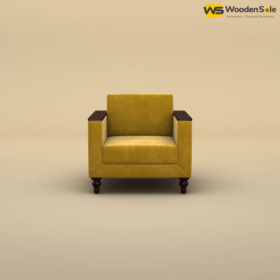 Tivoli 1 Seater Fabric Sofa (Velvet, Mustard Yellow)