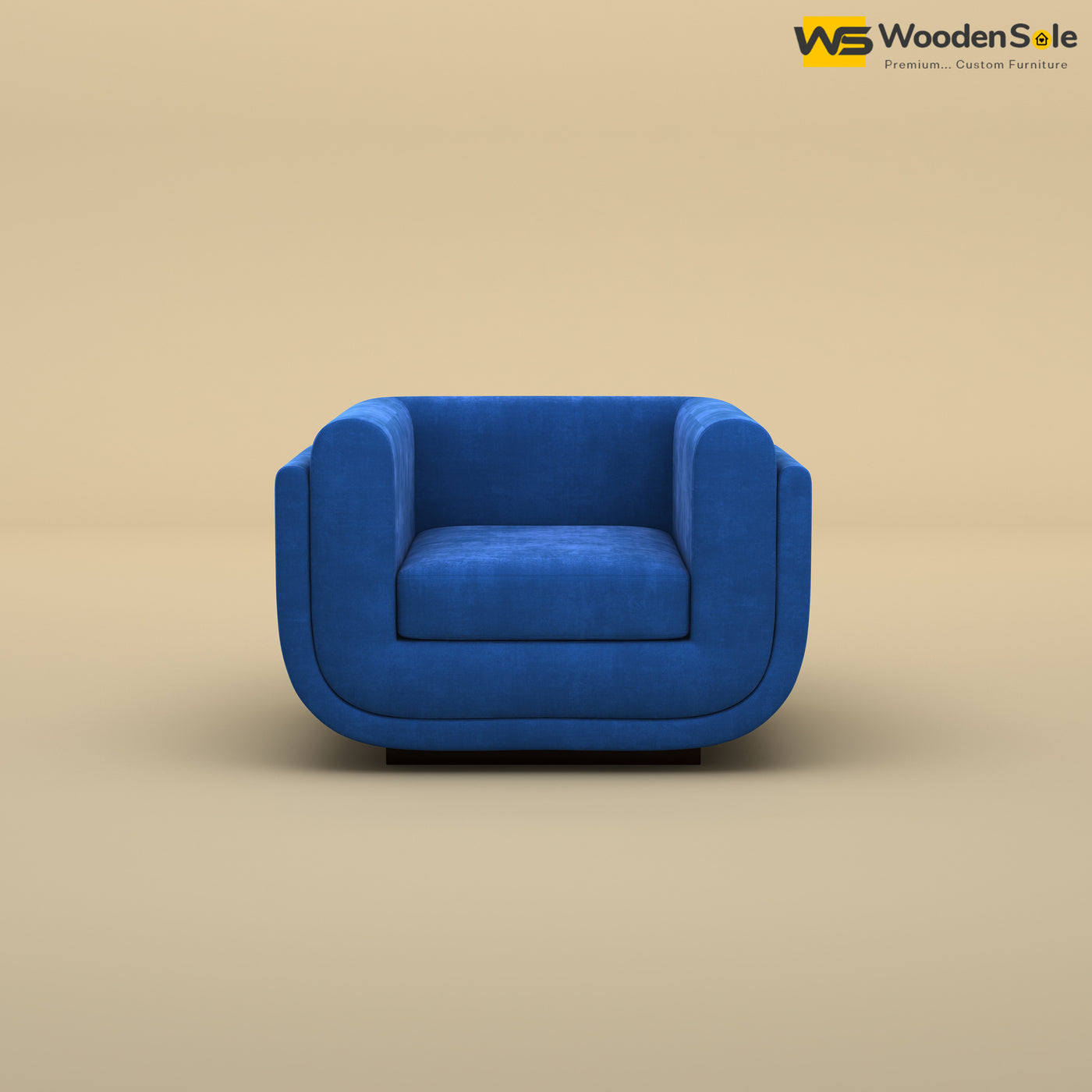 Vedant 1 Seater Fabric Sofa (Velvet, Royal Blue)