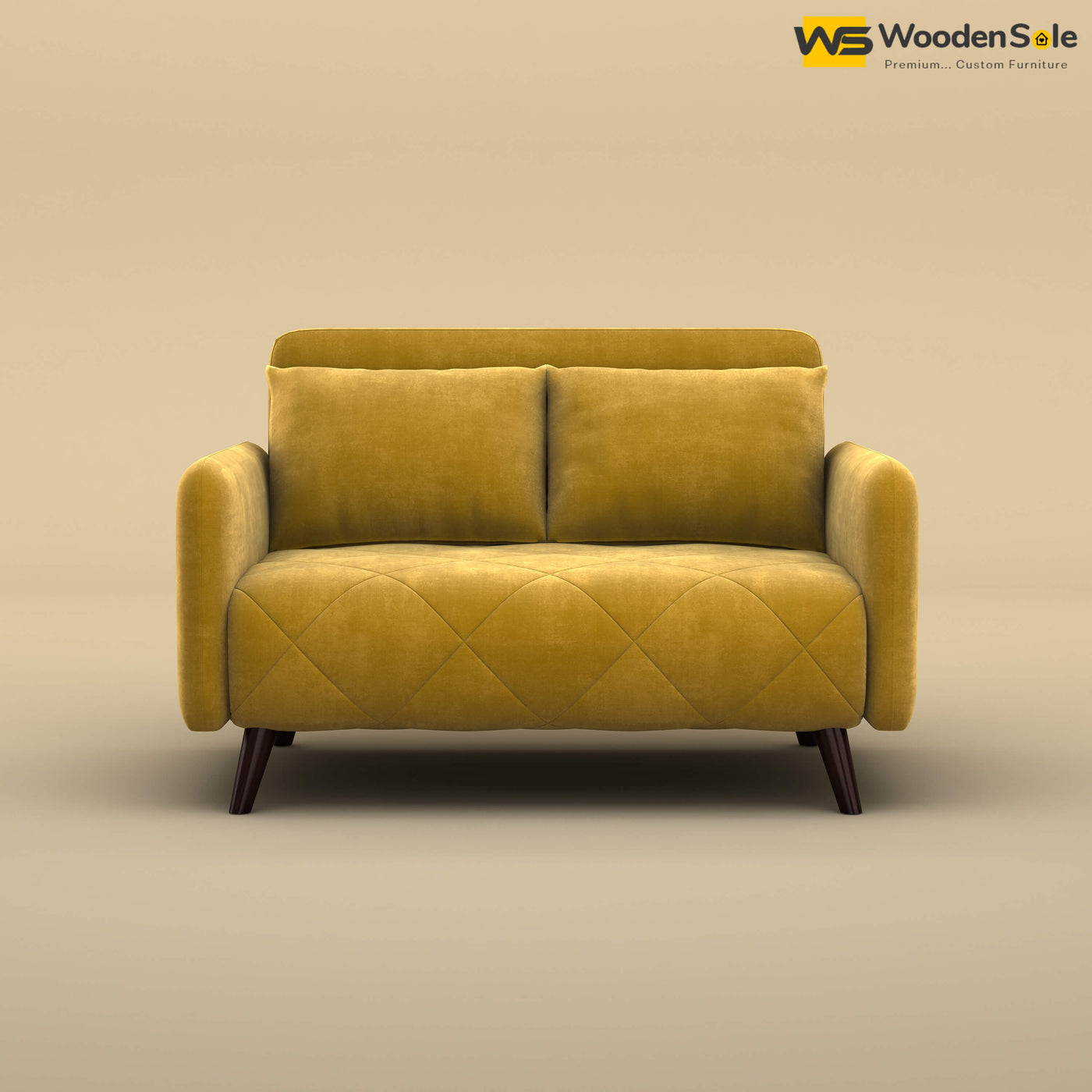 Parth Loveseat (Velvet, Mustard Yellow)