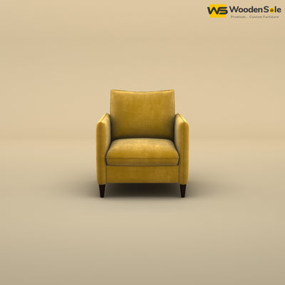 Citron 1 Seater Fabric Sofa (Velvet, Mustard Yellow)