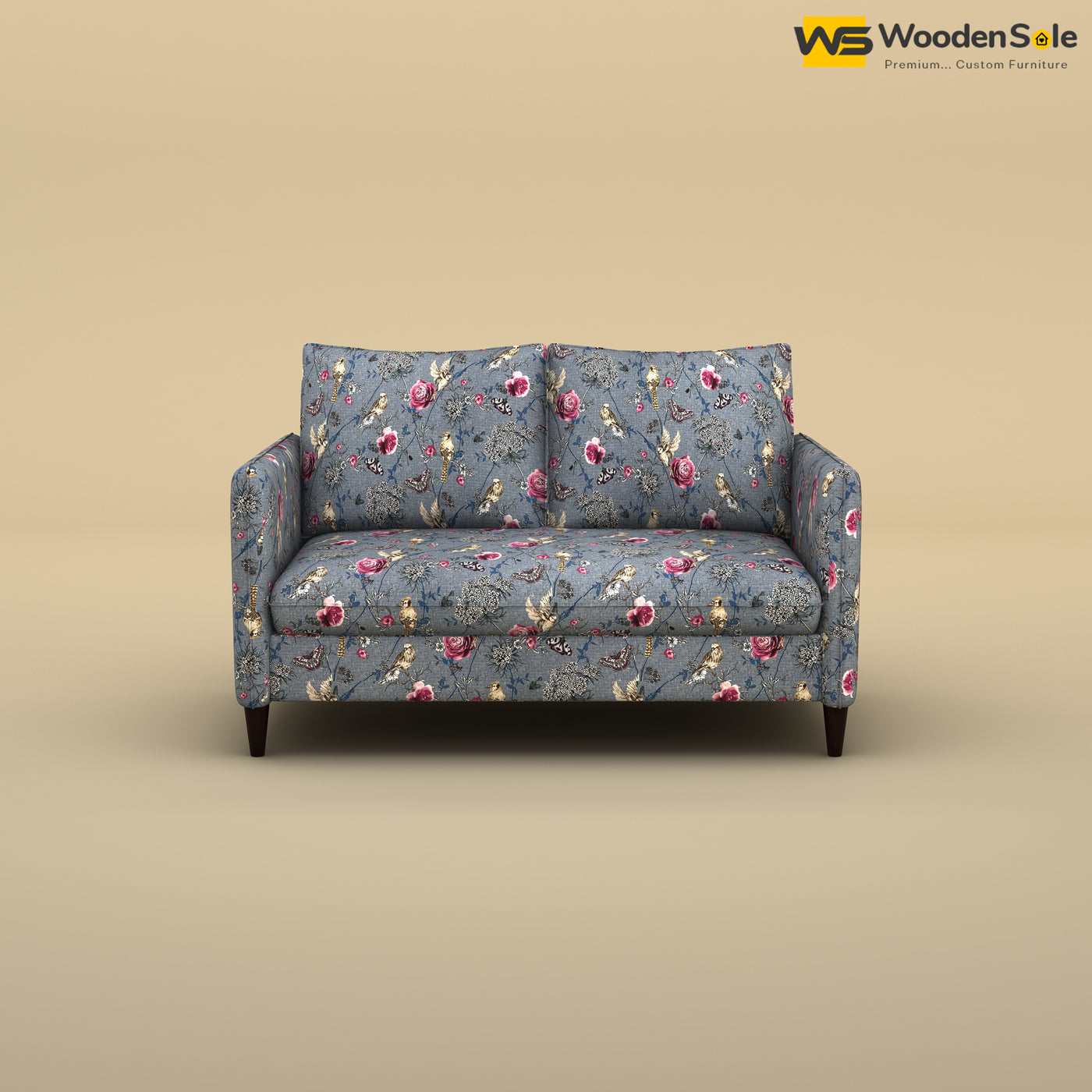 Citron 2 Seater Fabric Sofa (Cotton, Floral Printed)