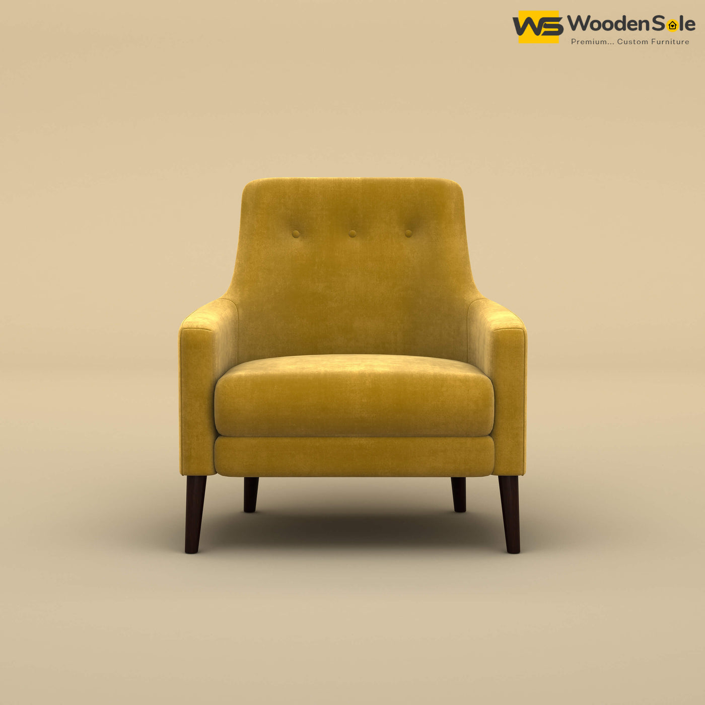 Rubik Lounge Chair (Velvet, Mustard Yellow)