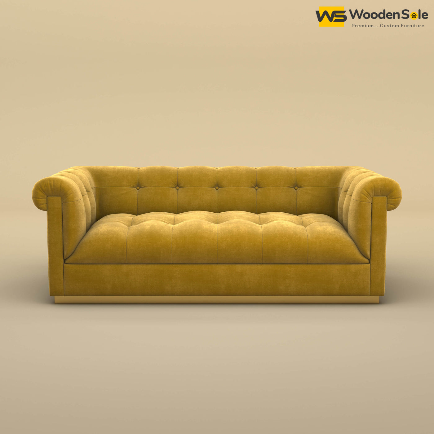 Morrison 3 Seater Fabric Sofa (Velvet, Mustard Yellow)