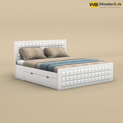 Diamond Drawer Storage Bed (White Finish)