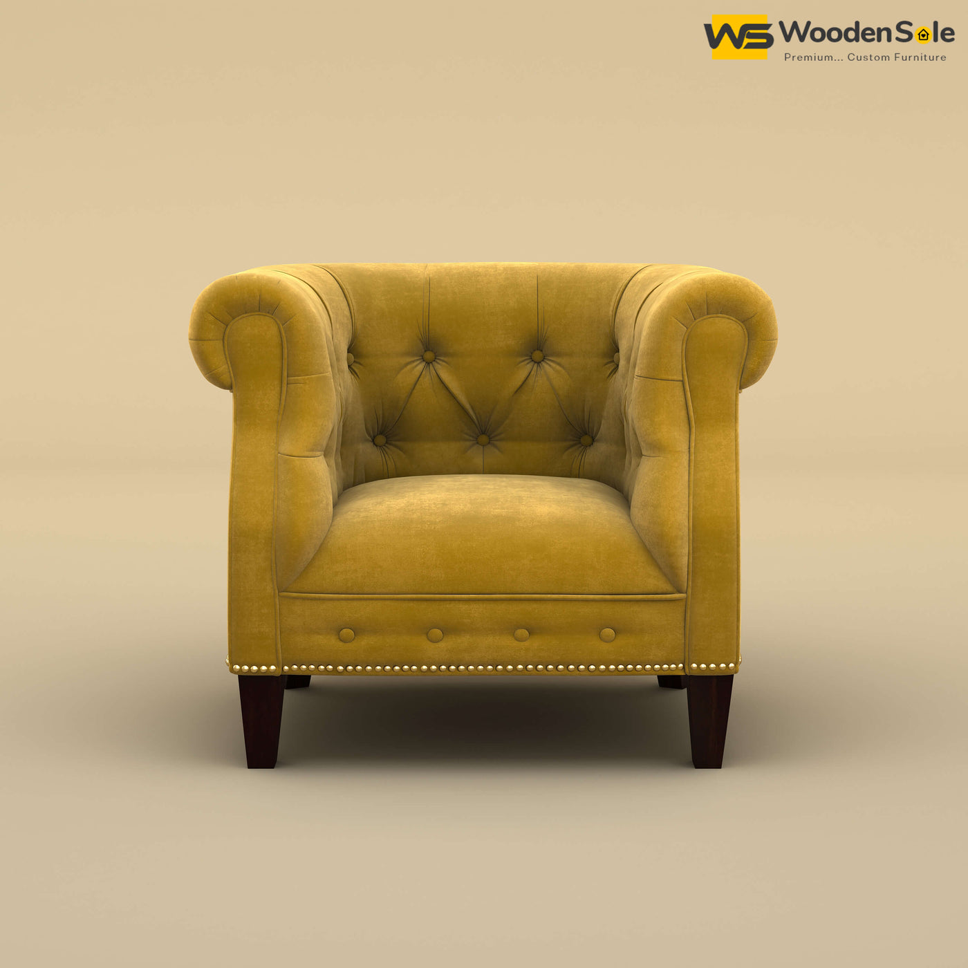 Olivia Wing Chair (Velvet, Mustard Yellow)