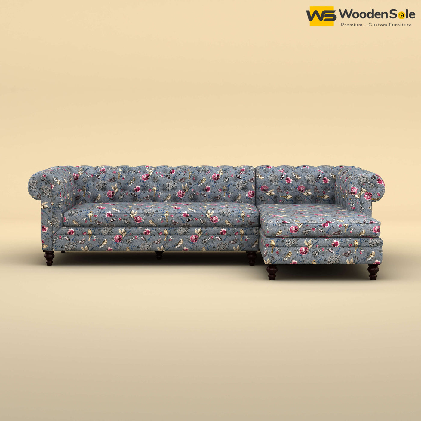 Maharaja L Shaped Sofa (Cotton, Floral Printed)