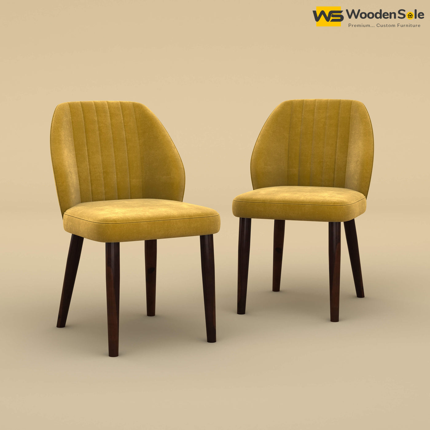 Norway Dining Chairs - Set of 2 (Velvet, Mustard Yellow)