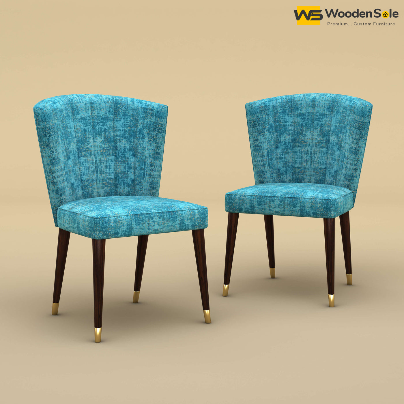 Julia Dining Chairs - Set of 2 (Cotton, Teal Blue)