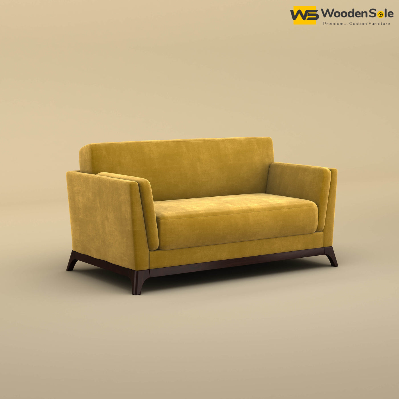 Bruno 2 Seater Sofa (Velvet, Mustard Yellow)