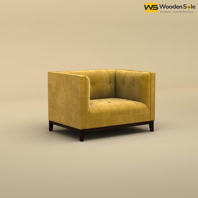 Loren One Seater Fabric Sofa (Velvet, Mustard Yellow)