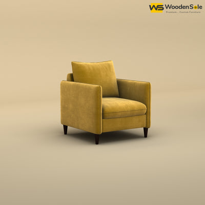Citron 1 Seater Fabric Sofa (Velvet, Mustard Yellow)