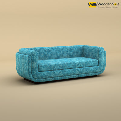 Vedant Three Seater Sofa (Cotton, Teal Blue)