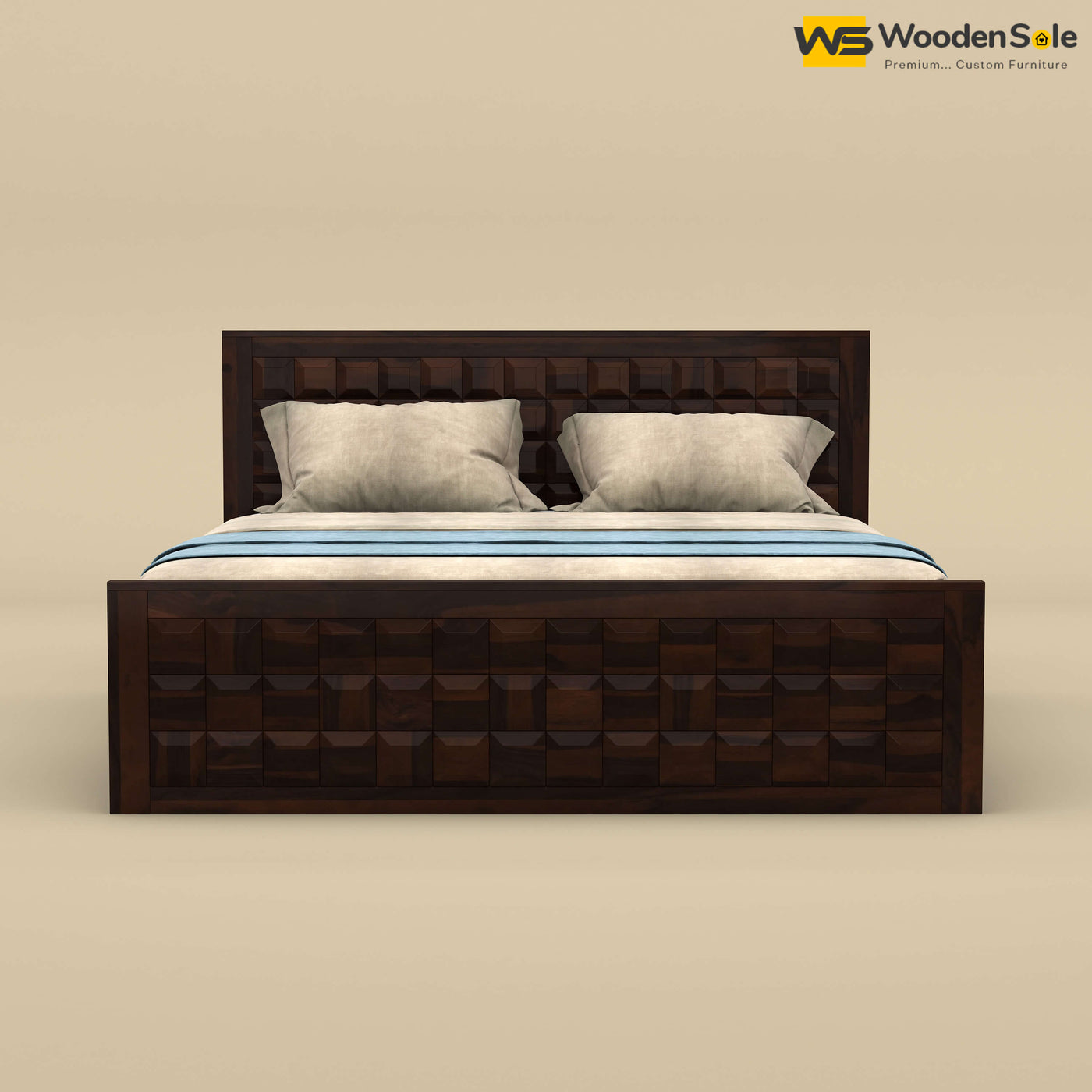 Diamond Drawer Storage Bed (Walnut Finish)