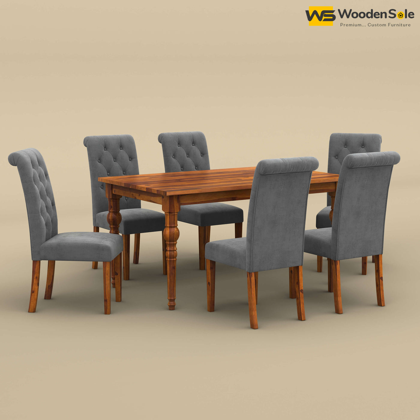 Elliot Dining Table 6 Seater Set (Honey Finish)