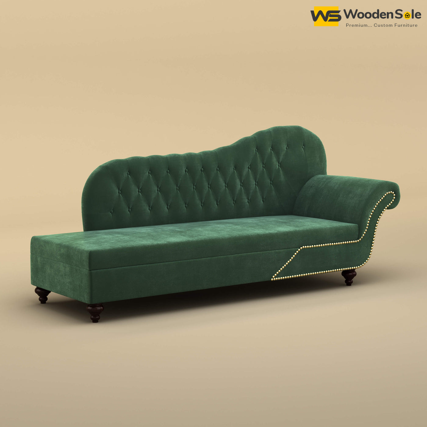 Royal Chaise Lounge (Velvet, Forest Green)