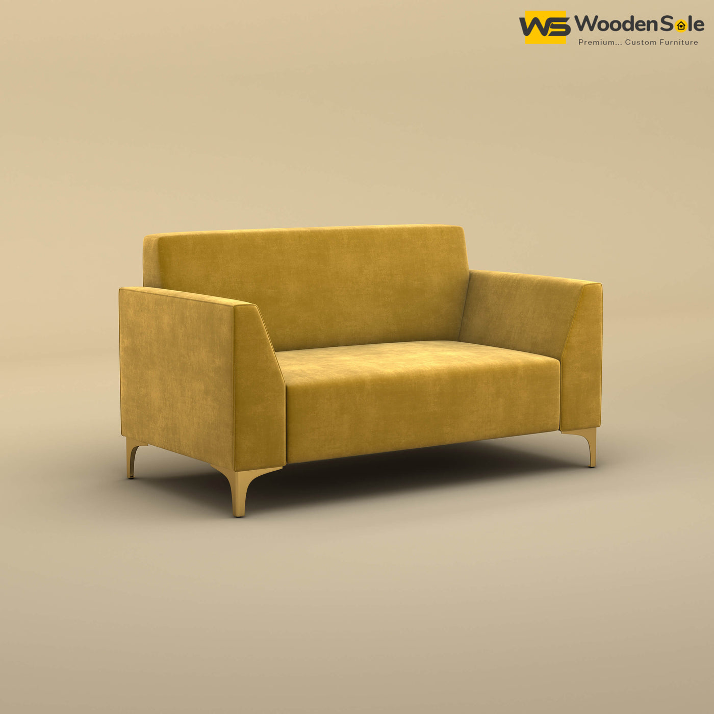 Nayobi 2 Seater Sofa (Velvet, Mustard Yellow)