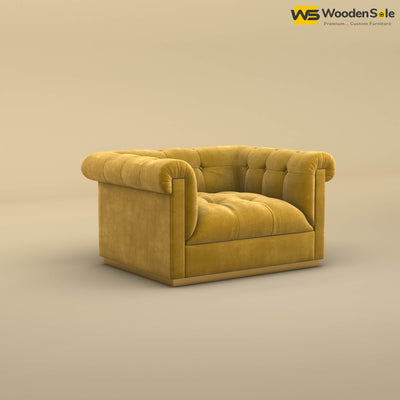 Morrison 1 Seater Fabric Sofa (Velvet, Mustard Yellow)