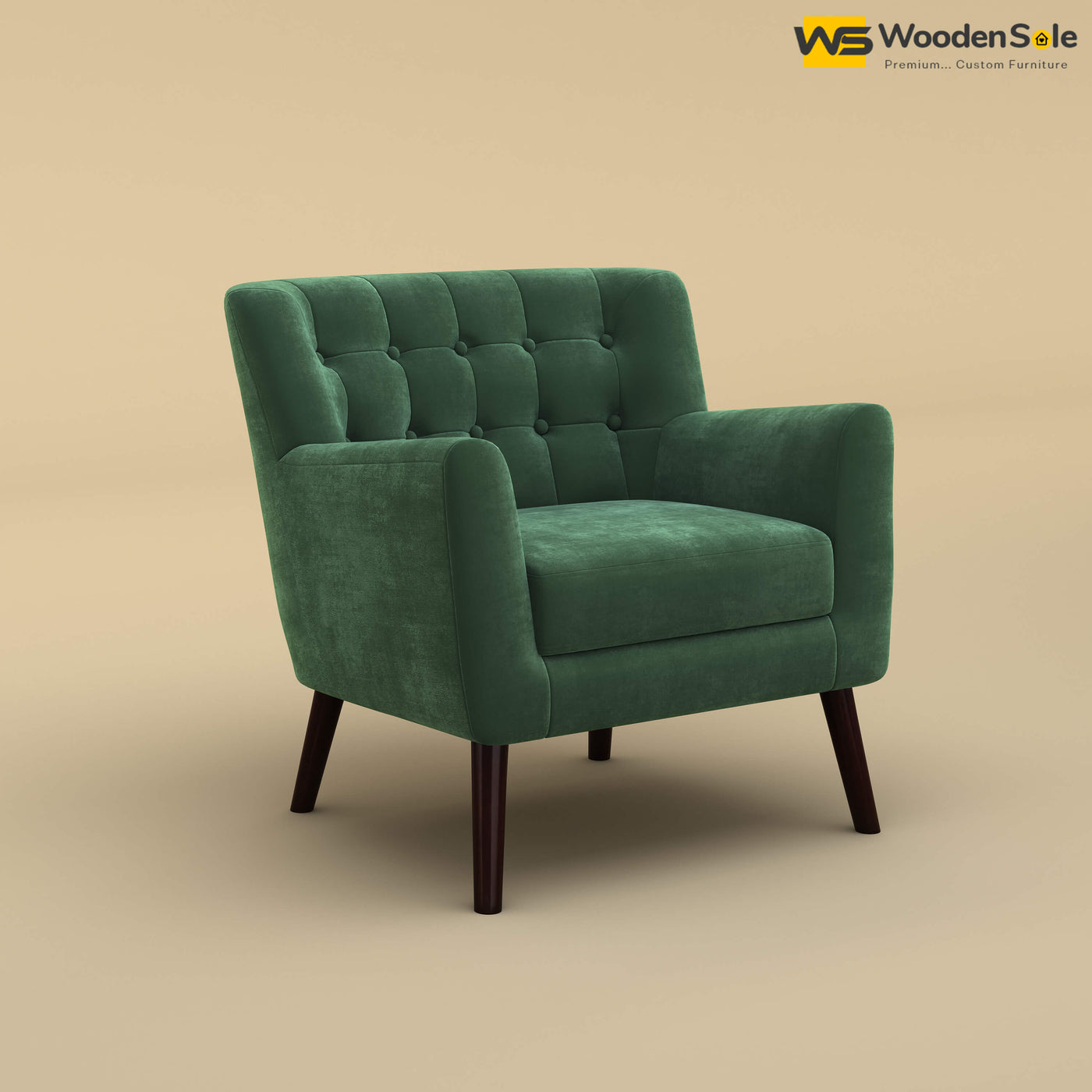 Figo Tufted Lounge Chair (Velvet, Forest Green)