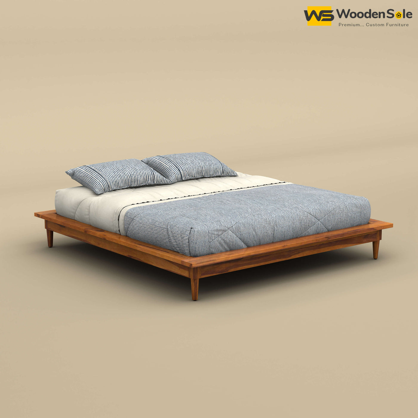 Floora Platform Bed (King Size, Honey Finish)