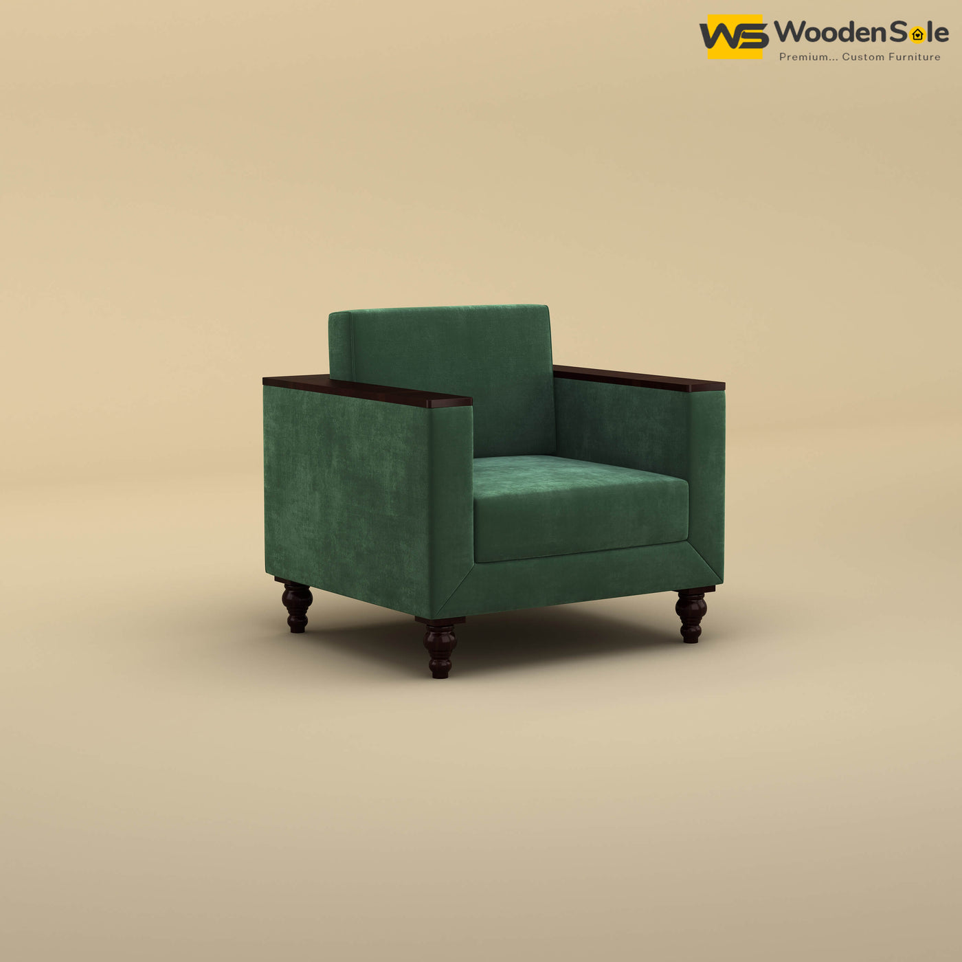 Tivoli 1 Seater Fabric Sofa (Velvet, Forest Green)