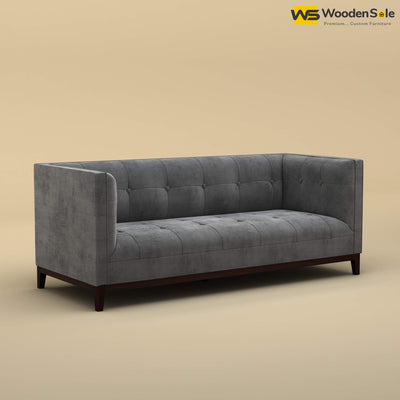 Loren Three Seater Fabric Sofa (Velvet, Charcoal Gray)