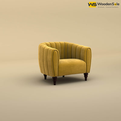 Amaya Single Seater Fabric Sofa (Velvet, Mustard Yellow)