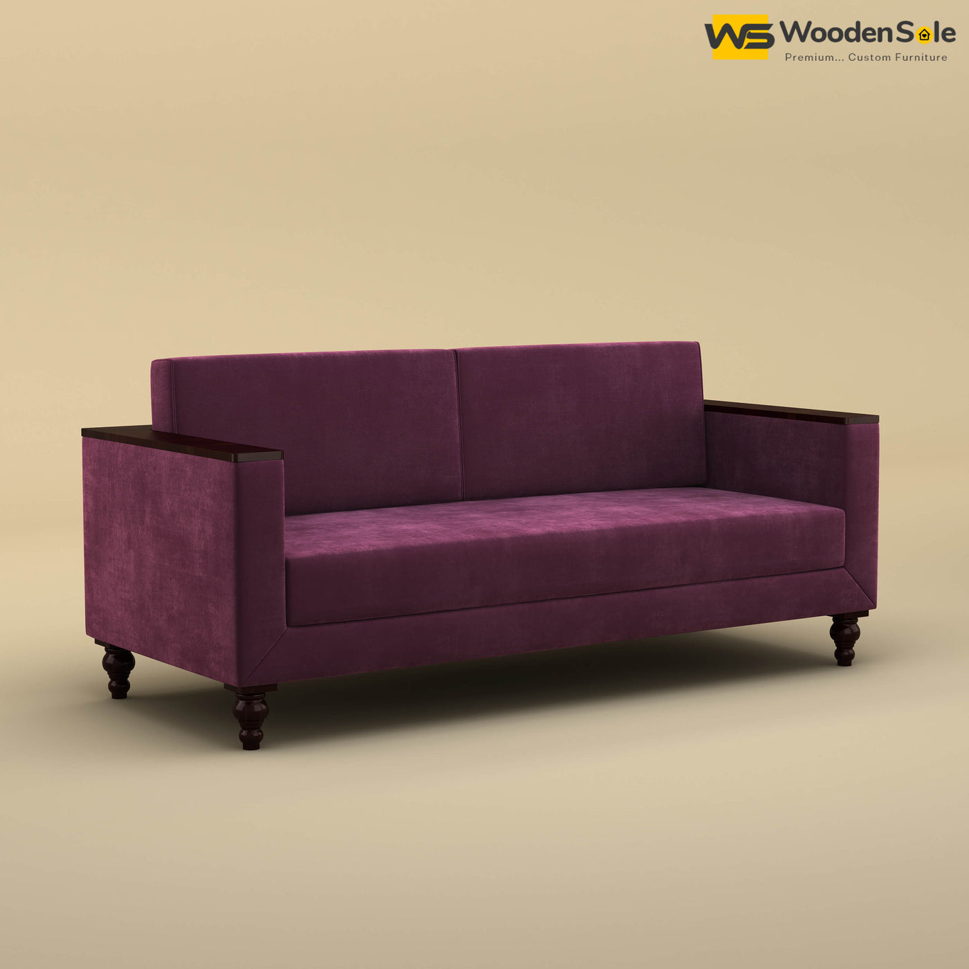 Tivoli 3 Seater Fabric Sofa (Velvet, Dark Purple)