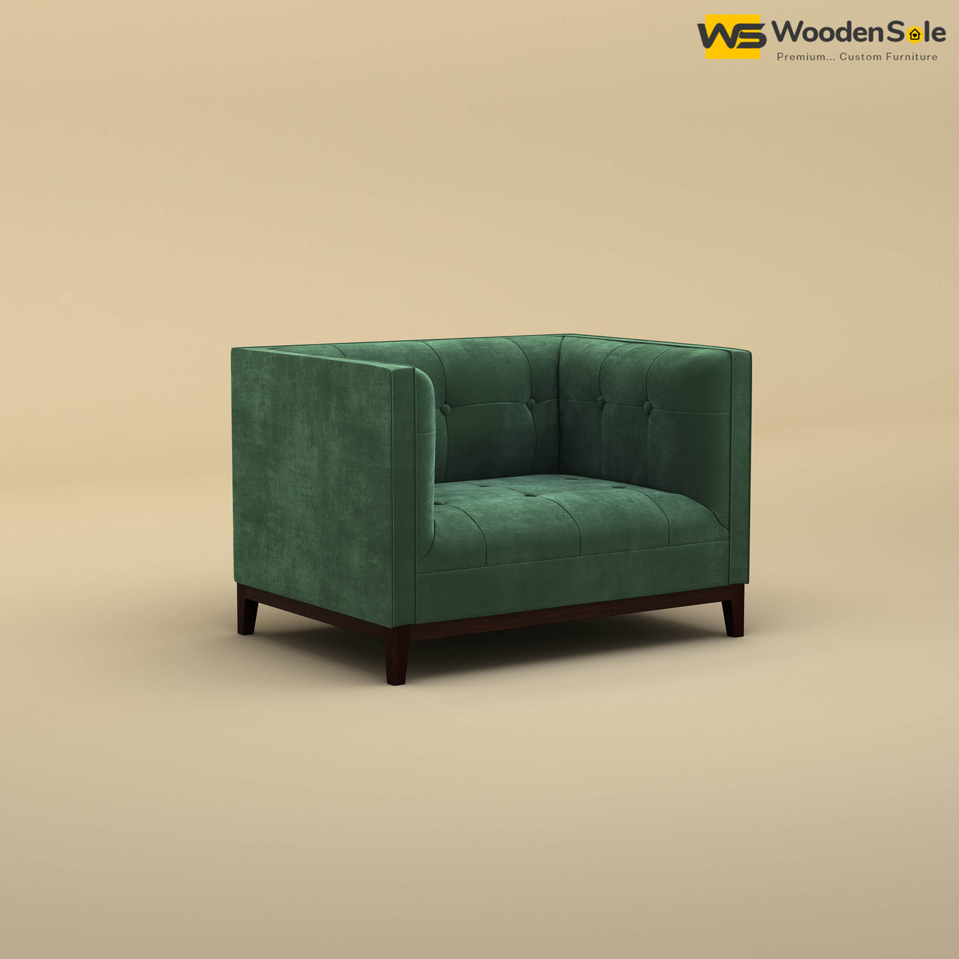 Loren One Seater Fabric Sofa (Velvet, Forest Green)