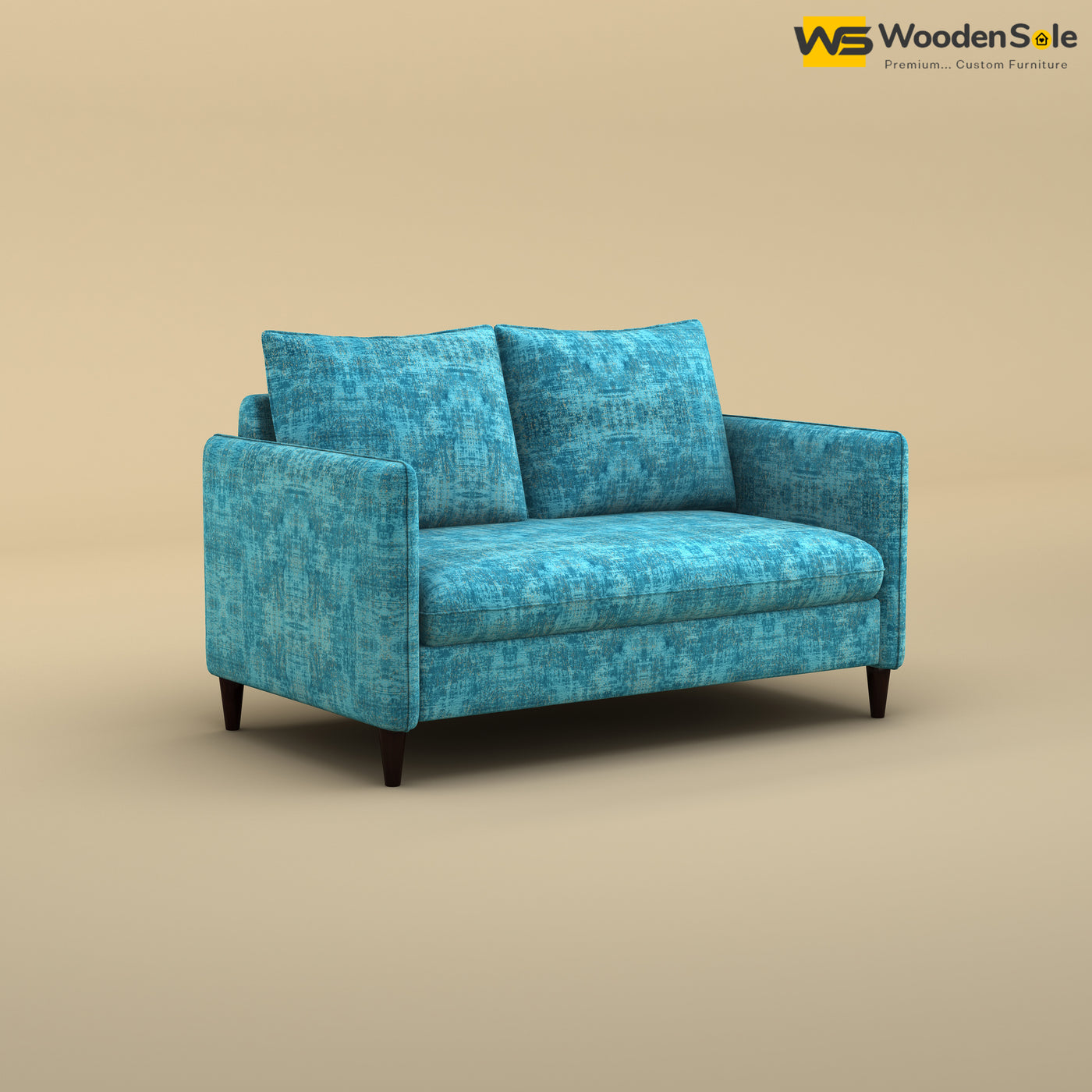 Citron 2 Seater Fabric Sofa (Cotton, Teal Blue)