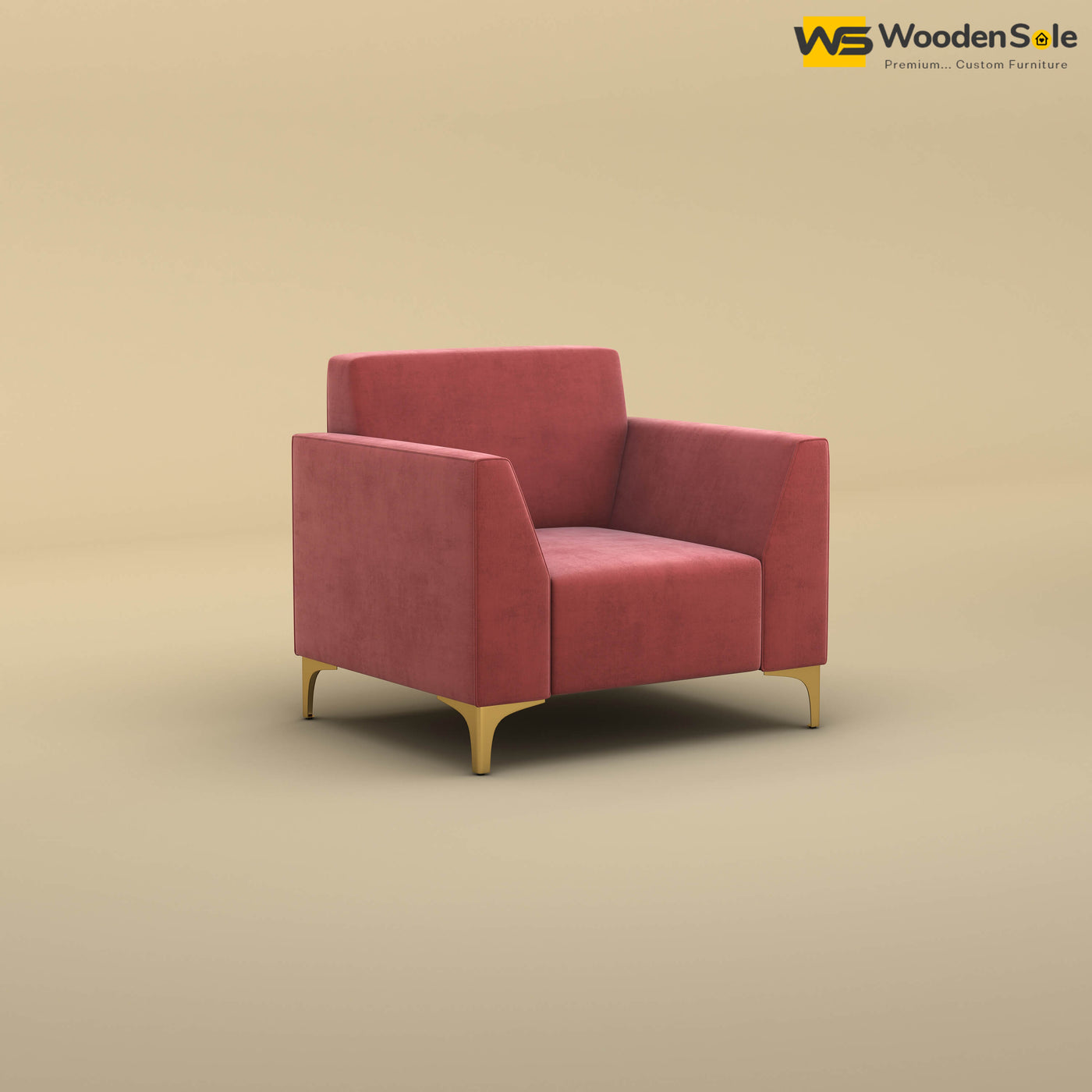 Nayobi 1 Seater Sofa (Velvet, Pink)