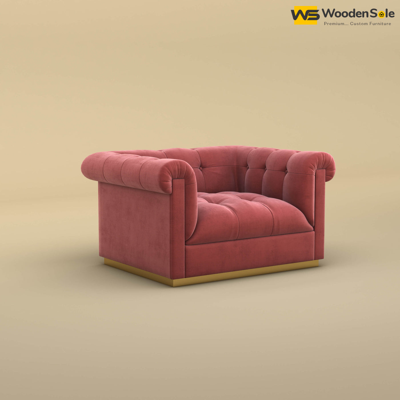 Morrison 1 Seater Fabric Sofa (Velvet, Pink)