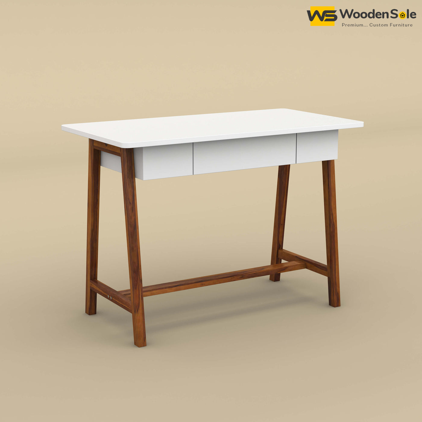 Modern Study Table (White & Honey Finish)