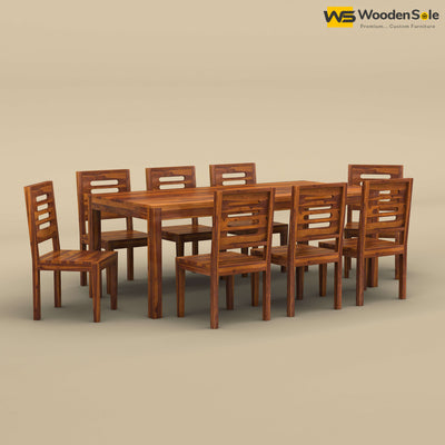 Sheesham Wood 8 Seater Dining Table Set (Honey Finish)