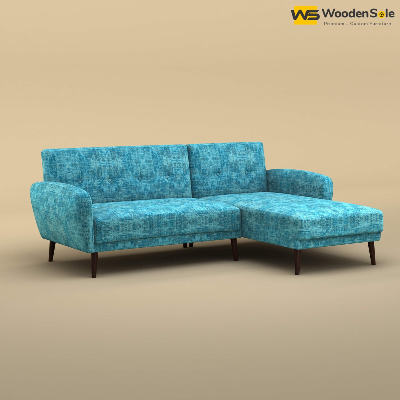 Daisy L Shape Sofa (Cotton, Teal Blue)