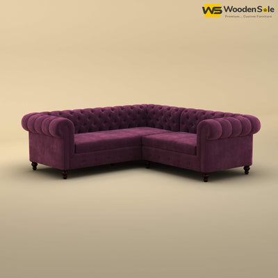 Maharaja Corner Sofa (Velvet, Dark Purple)