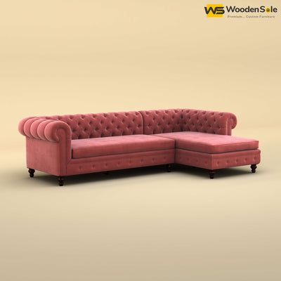 Maharaja L Shaped Sofa (Velvet, Pink)