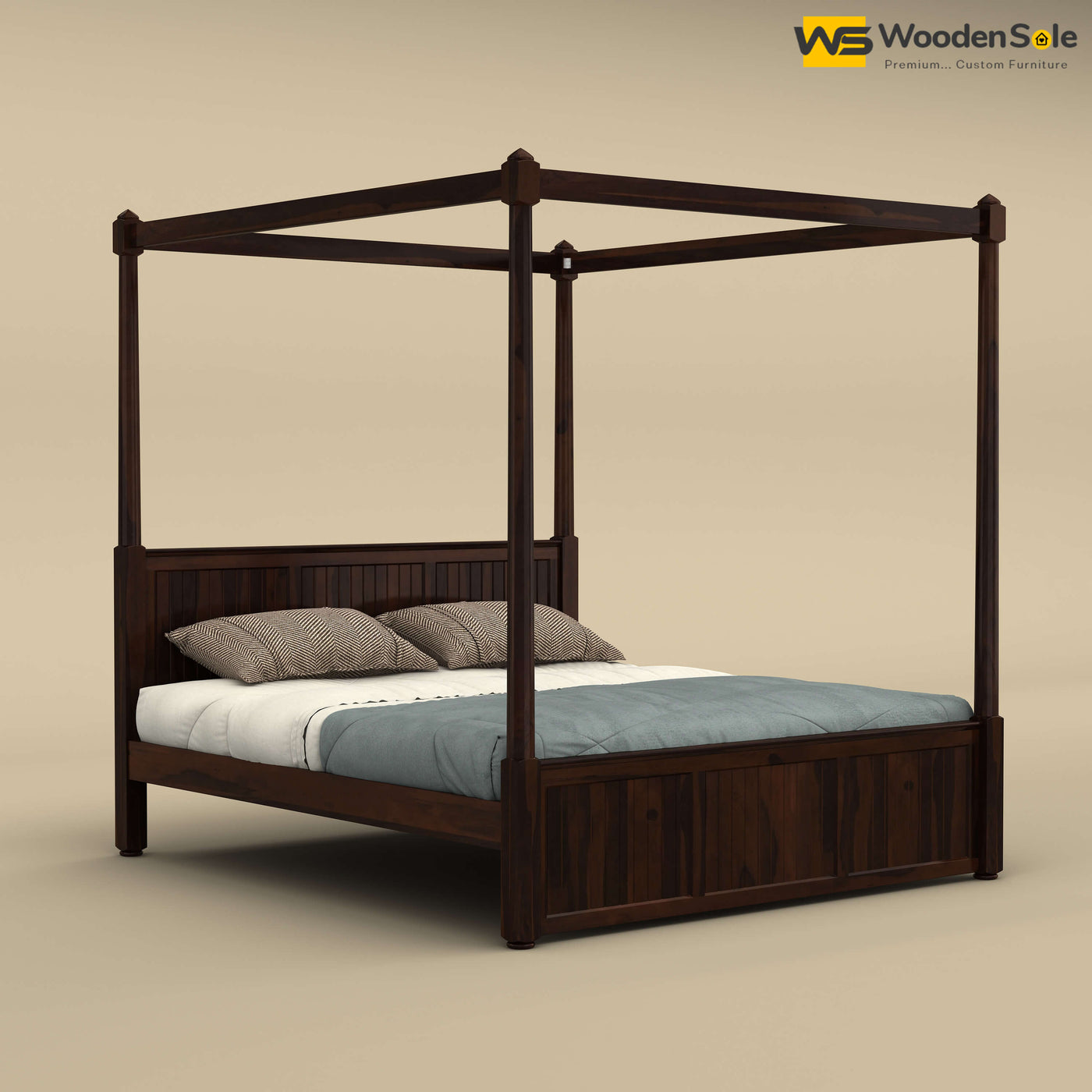 Angelo Poster Bed (King Size, Walnut Finish)