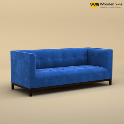 Loren Three Seater Fabric Sofa (Velvet, Royal Blue)