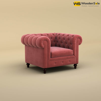 Maharaja Fabric 1 Seater Sofa (Velvet, Pink)