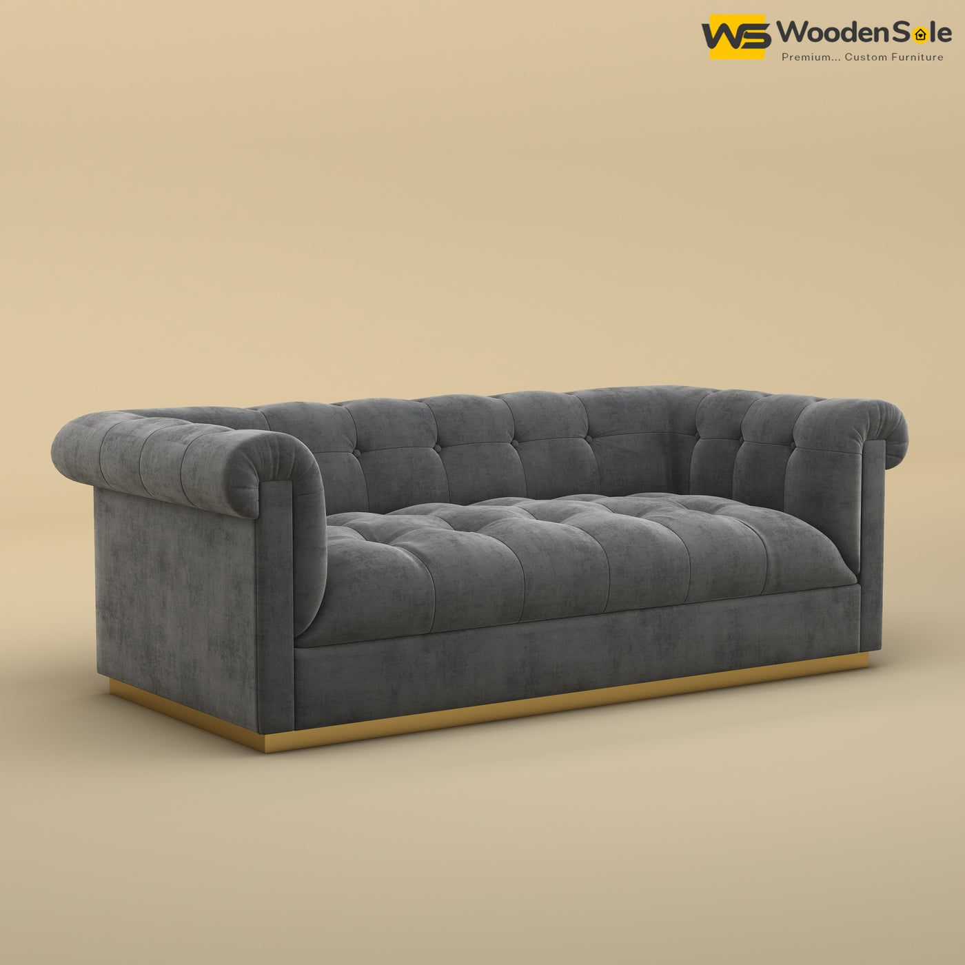 Morrison 3 Seater Fabric Sofa (Velvet, Charcoal Gray)