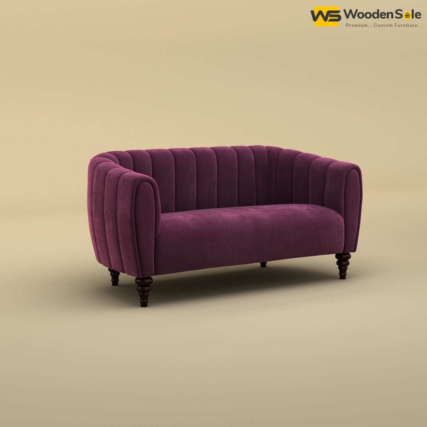 Amaya Two Seater Fabric Sofa (Velvet, Dark Purple)