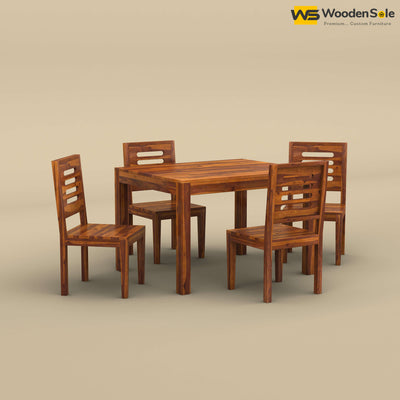 Sheesham Wood 4 Seater Dining Table Set (Honey Finish)