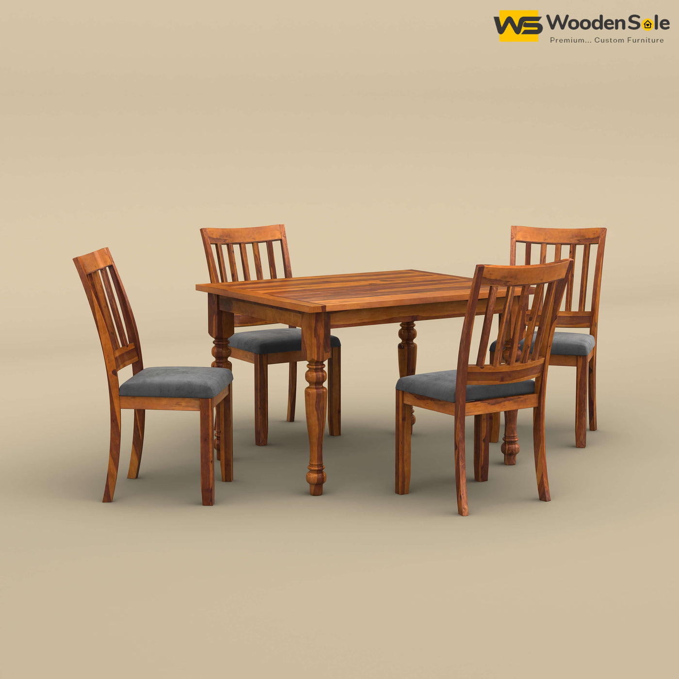 Martha 4 Seater Dining Table Set (Honey Finish)