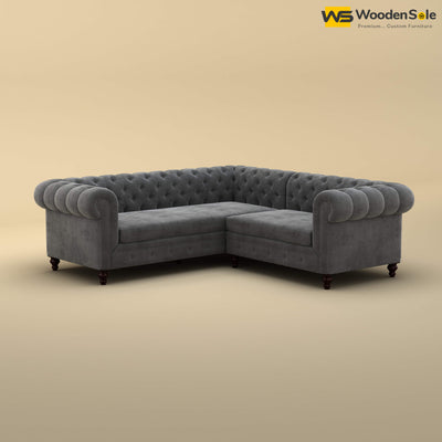 Maharaja Corner Sofa (Velvet, Charcoal Gray)