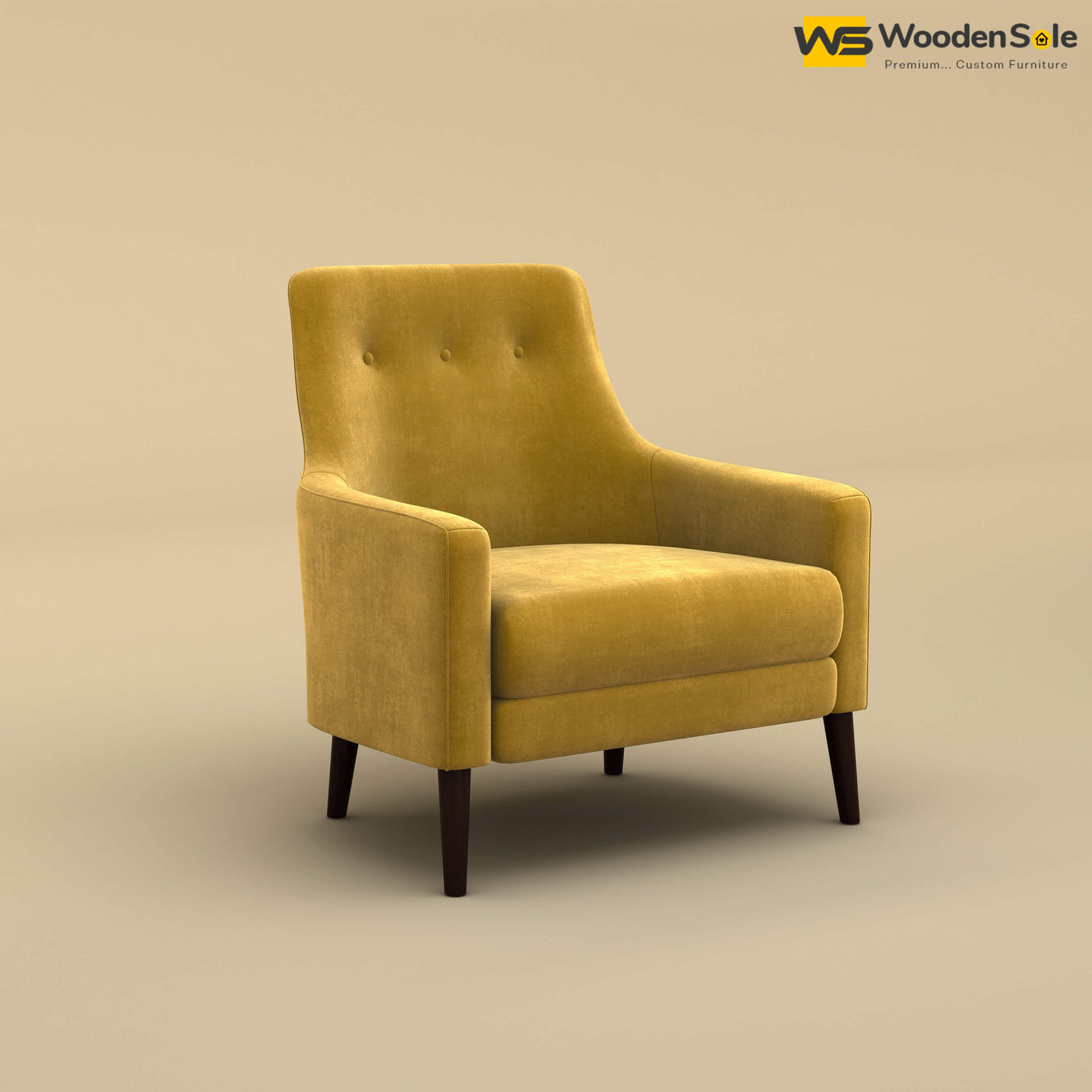 Rubik Lounge Chair (Velvet, Mustard Yellow)