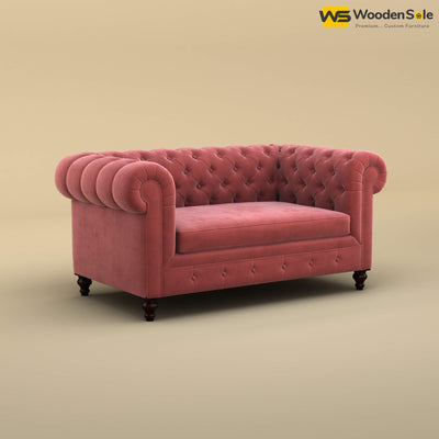 Maharaja Fabric 2 Seater Sofa (Velvet, Pink)