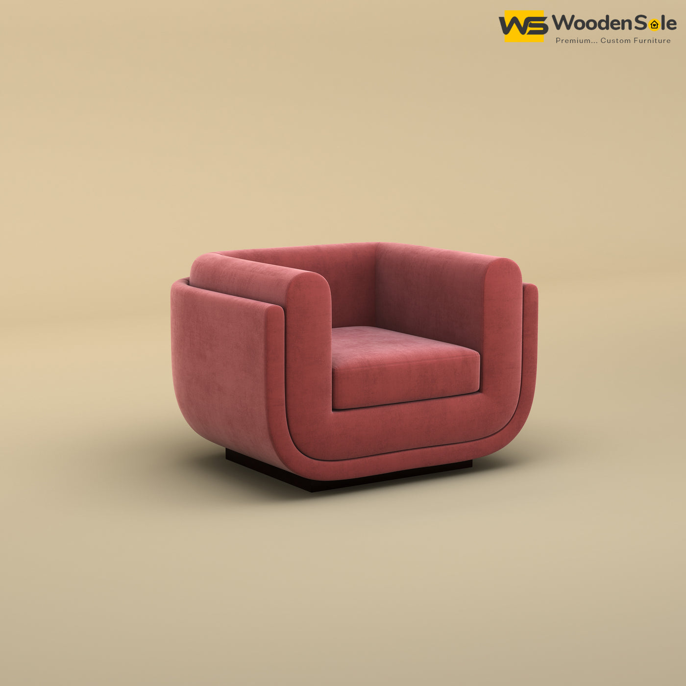 Vedant 1 Seater Fabric Sofa (Velvet, Pink)