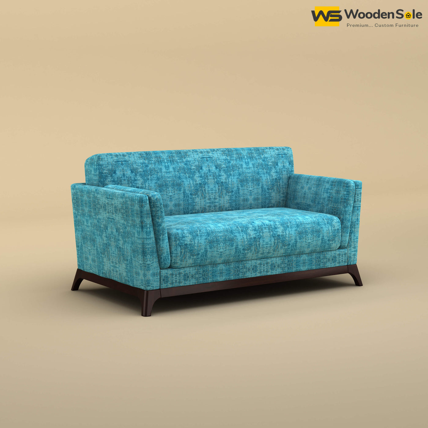 Bruno 2 Seater Sofa (Cotton, Teal Blue)